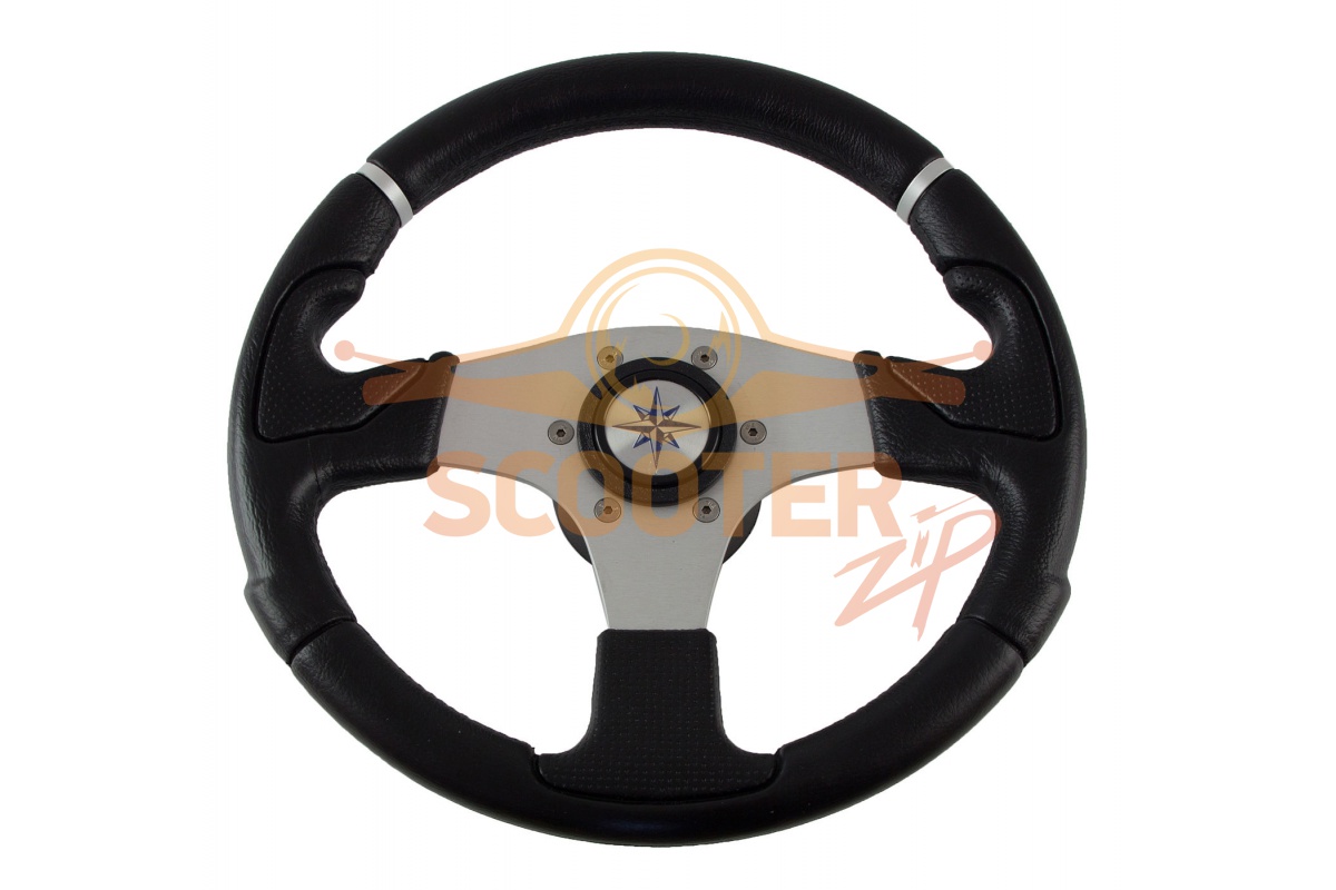 Рулевое колесо NISIDA обод черный, спицы серебряные д. 320 мм, 888-5643