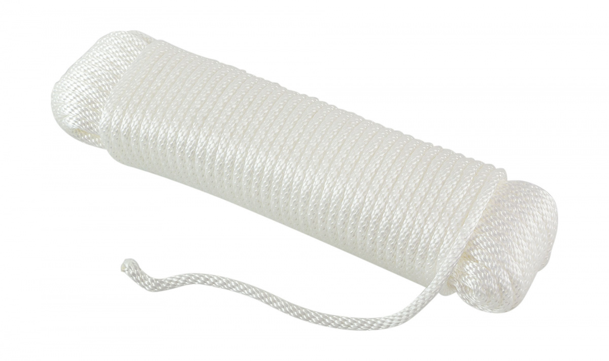 Веревка сплошного плетения d6мм, L30м белый, Marine Rocket, 889-5608